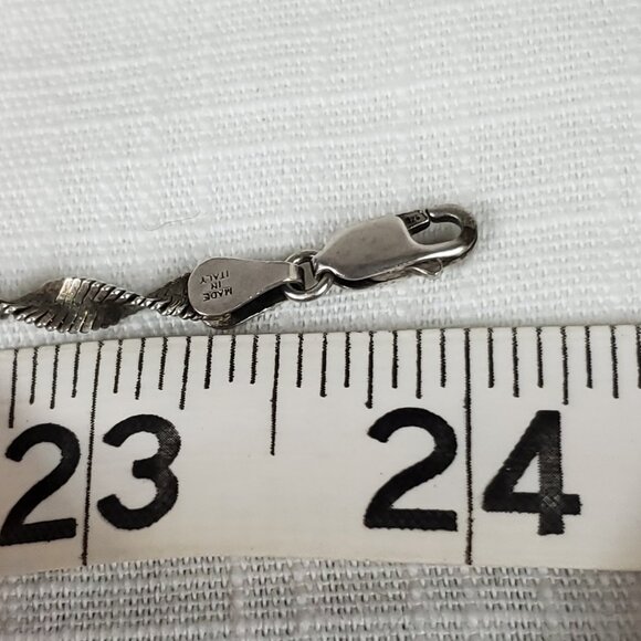 Vintage Sterling Silver 925 Made in Italy Twisted Herringbone Necklace 24in - Picture 10 of 11